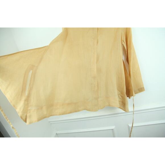 Elm Design Trapeze Hem Tie Front Blouse 3 L Sheer FLAWS Lagenlook Collared Tunic - Picture 14 of 15